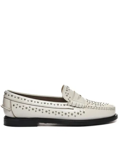 Sebago Classic Dan Loafer White With Studs In Animal Print