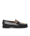 Sebago Dan Vamp Wild Loafers With Animal Print In Black