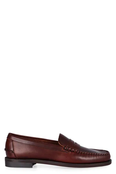 Sebago Dan Waxy Leather Loafers In Brown