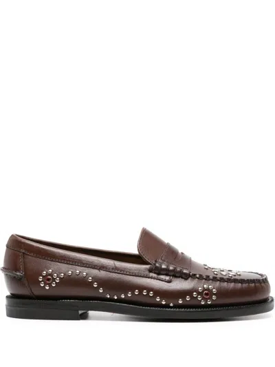 Sebago Dandette Studs Loafers In Brown