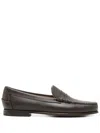 Sebago Leather Moc Stitching Penny Slot Loafers In Brown