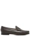 Sebago Leather Moc Stitching Penny Slot Loafers In Brown