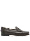 Sebago Leather Moc Stitching Penny Slot Loafers In Brown