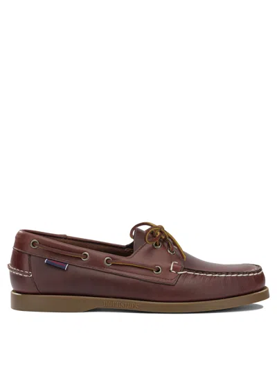 Sebago "dockside Portland Waxed" Lace-up Loafers In Brown