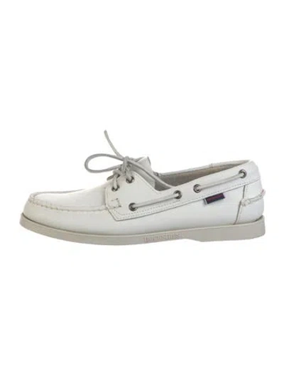 Pre-owned Sebago Docksides Leather Boat Shoes In White