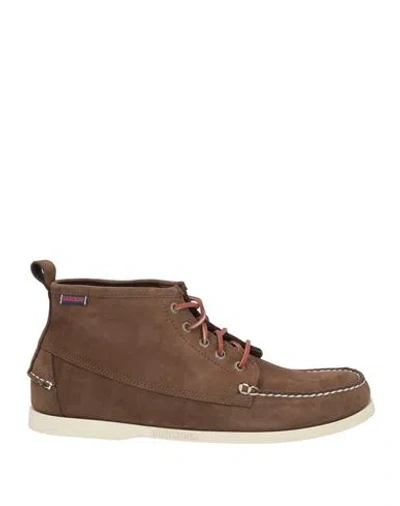 Sebago Docksides Man Ankle Boots Brown Size 12 Leather