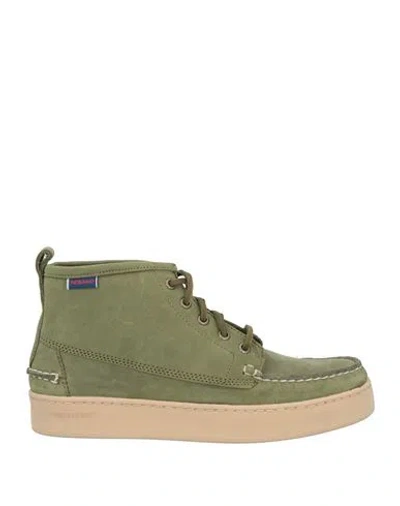 Sebago Docksides Man Ankle Boots Military Green Size 8.5 Leather