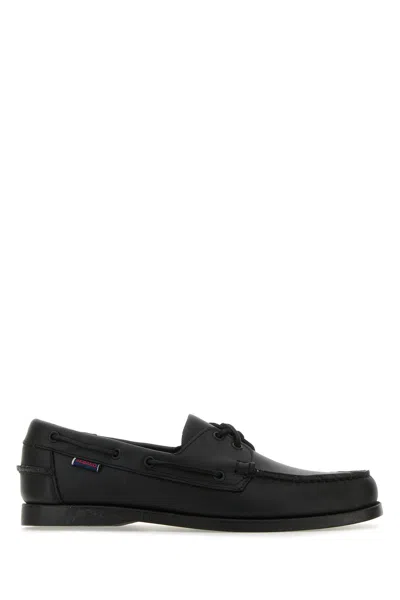 Sebago Mocassini Docksides Portland In Pelle Nera Uomo In Black