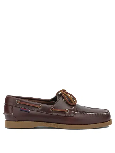 Sebago Docksides Portland Waxed Brown Leather Rubber Lace-up Loafers