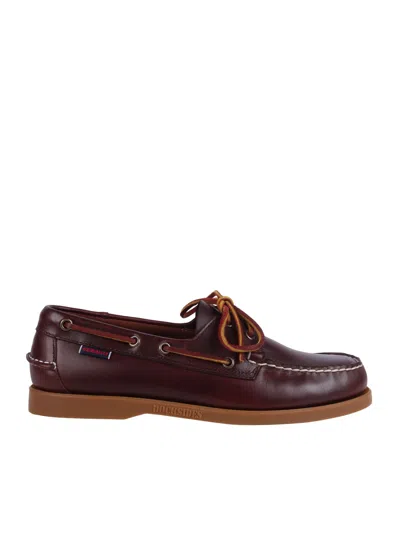Sebago Docksides Portland Waxed Brown Leather Rubber Lace-up Loafers