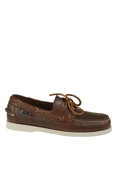 Sebago Docksides Portland Waxed Shoes In Marrone