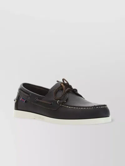 Sebago Docksides With Contrast Sole And Stitch Detailing In Black