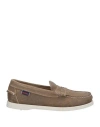 Sebago Docksides Woman Loafers Khaki Size 7 Leather In Beige
