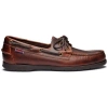 Sebago Docksides Portland Waxed Boat Shoes In Burgundy