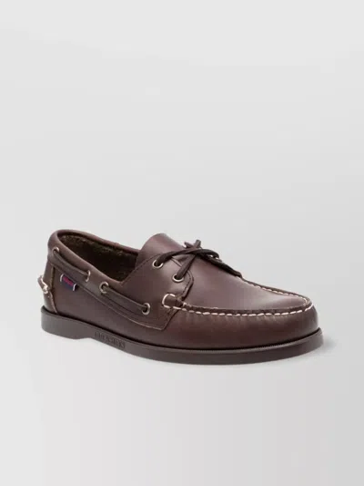 Sebago Eyelet Rubber Stitch Loafers In Brown