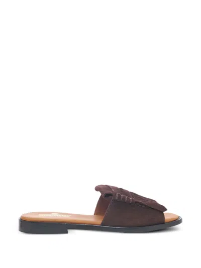 Sebago Fringe-detail Penny-slot Sandals In Brown