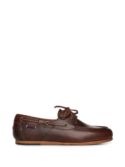 Sebago Loafers Round Toe Stitch Detailing Eyelets In Brown