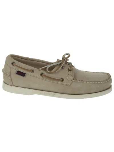 Sebago Hand-stitched Beige Suede Moccasins With Non-slip Sole In Neutrals