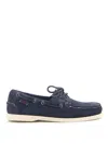 Sebago Hand-stitched Blue Suede Moccasin With Rubber Sole
