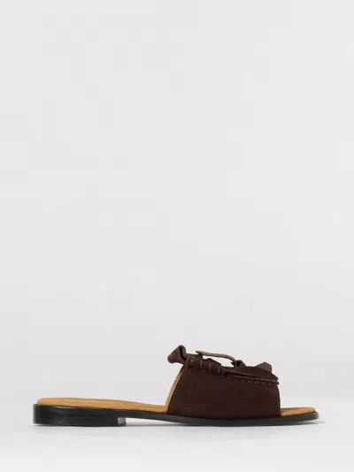 Sebago Suede Mules With Fringes In Brown