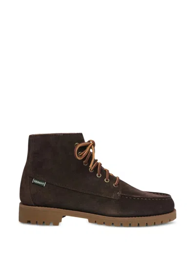 Sebago Iconic Zig-zag Stitching Boots With Square Leather Laces In Marrone