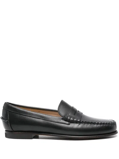 Sebago Classic Dan Almond-toe Full-grain Brushed Leather Loafers In Black