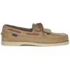 Sebago Italian Suede Leather Loafer With Hand-sewn Apron In Neutrals