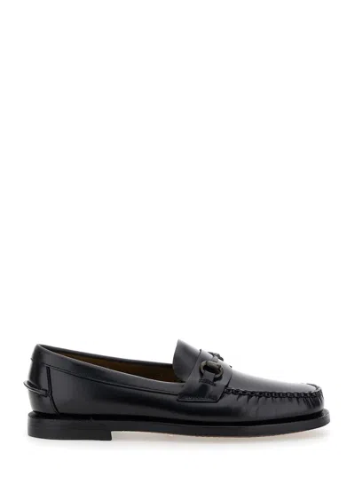 Sebago Joe Black Pull-on Loafers With Horsebit Detail In Leather Man