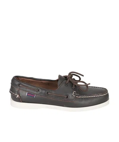 Sebago Lace-detail Boat Shoes In Black