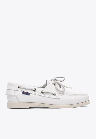 Sebago Lace-up Leather Loafers In White
