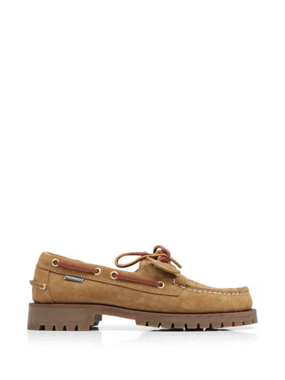 Sebago Askook Leather-trimmed Waxed-suede Boat Shoes In Brown