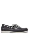 Sebago Leather Boat Loafers With Contrasting Stitching In Gray