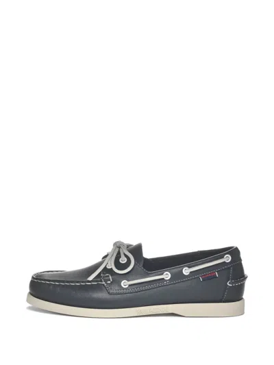 Sebago Leather Boat Shoes In Gray