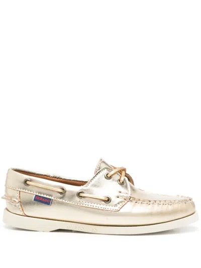 Sebago Leather Boat Shoes In Gold