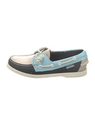 Pre-owned Sebago Leather Colorblock Pattern Loafers In Blue