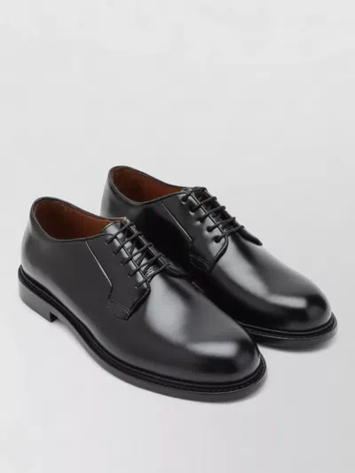Sebago Leather Lace Up Shoes Round Toe In Black