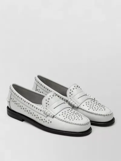Sebago Leather Loafers Round Toe Studded Design