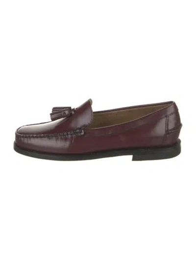 Pre-owned Sebago Leather Tassel Accents Loafers In Burgundy