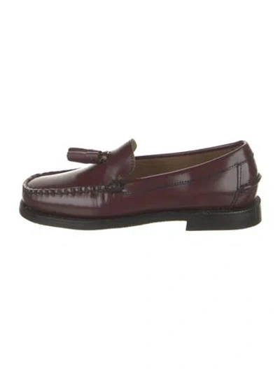 Pre-owned Sebago Leather Tassel Accents Loafers In Burgundy