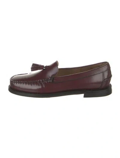 Pre-owned Sebago Leather Tassel Accents Loafers In Burgundy