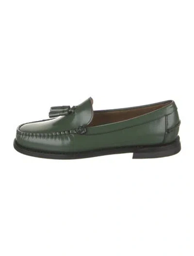 Pre-owned Sebago Leather Tassel Accents Loafers In Green