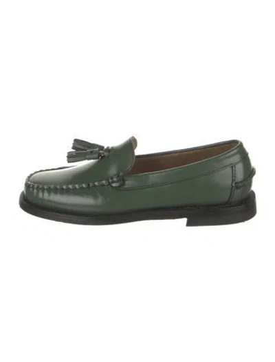 Pre-owned Sebago Leather Tassel Accents Loafers In Green