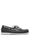 Sebago Leather Boat Loafers With Contrasting Stitching In Gray