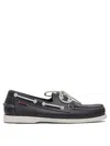 Sebago Leather Boat Loafers With Contrasting Stitching In Blue