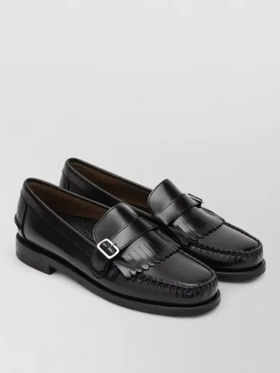 Sebago Loafers Buckle Fringe Round Toe Design In Black