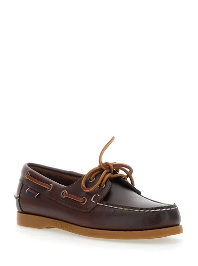 Sebago Loafers Docksides Portland Waxed Woman Brown With Rounded Toe In Leather Women