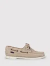 Sebago Beige Suede Loafer With Leather Laces In Gray