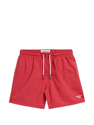 Sebago Logo-detail Swim Shorts In Red