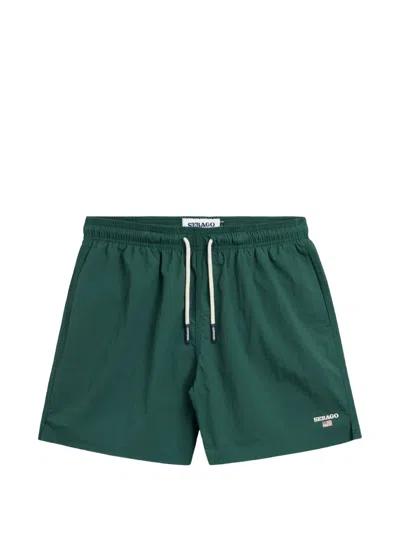 Sebago Logo-patch Drawstring Swim Shorts In Green