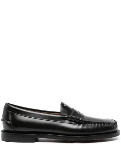 Sebago Black Leather Loafers In Nero Nero
